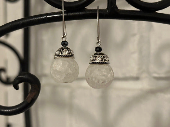White Glass Earrings
