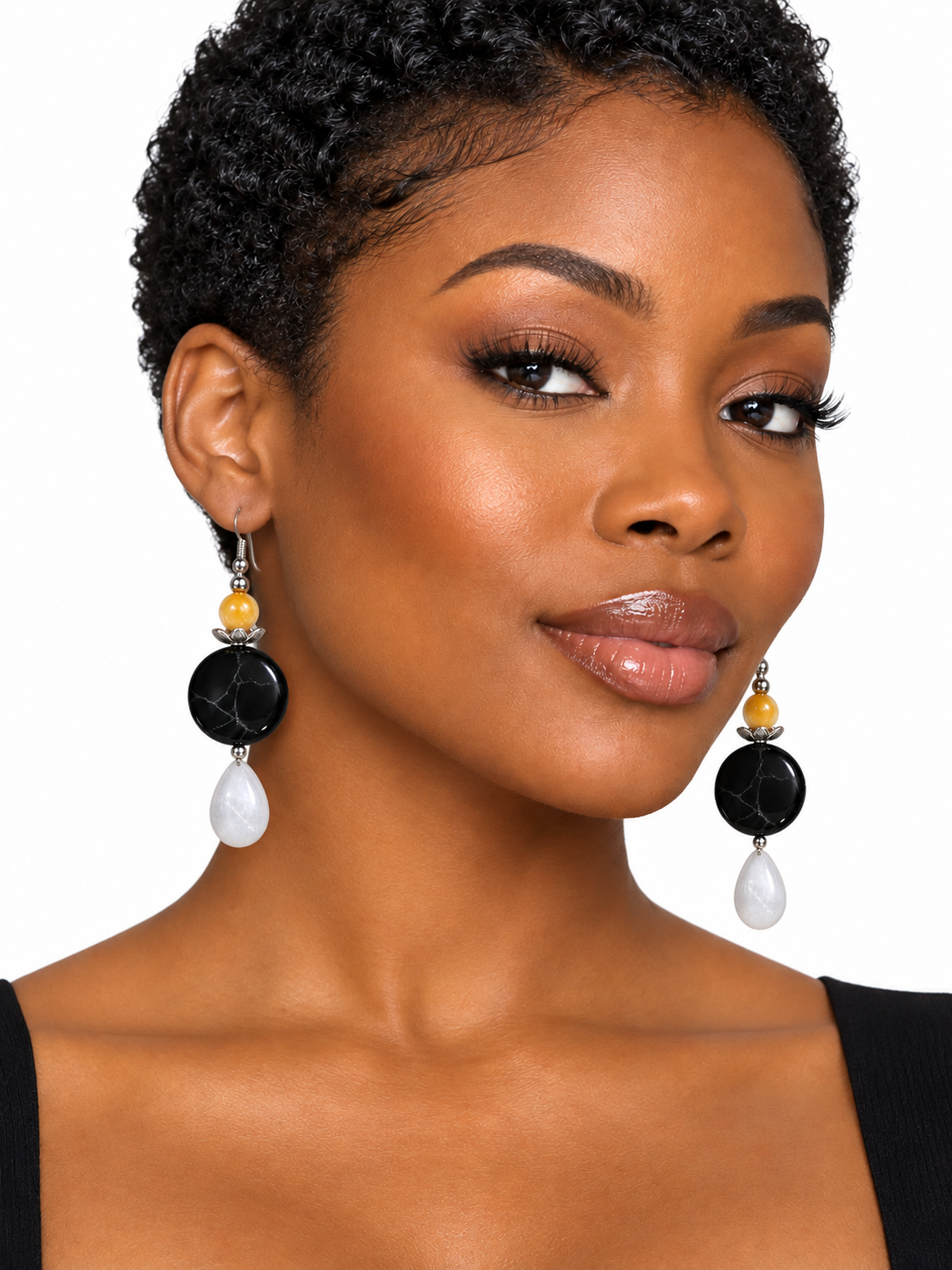 Elegant Black Circle Earrings