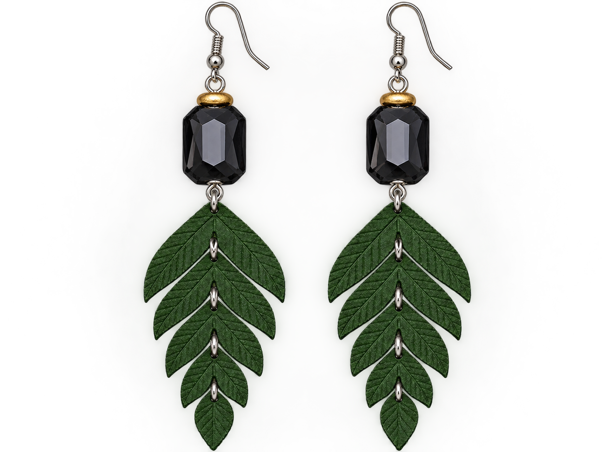 Elegant Green Wooden Earrings