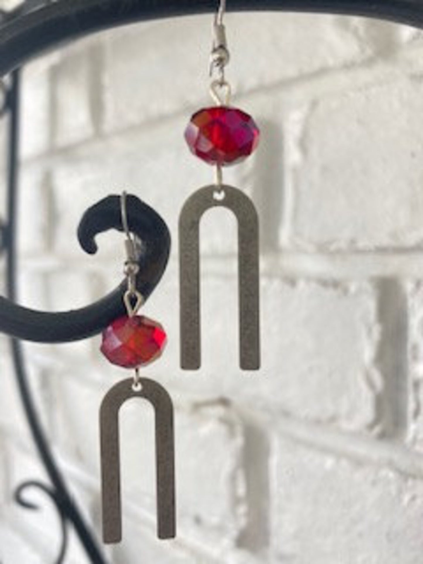 Red "U" Crystal Earrings