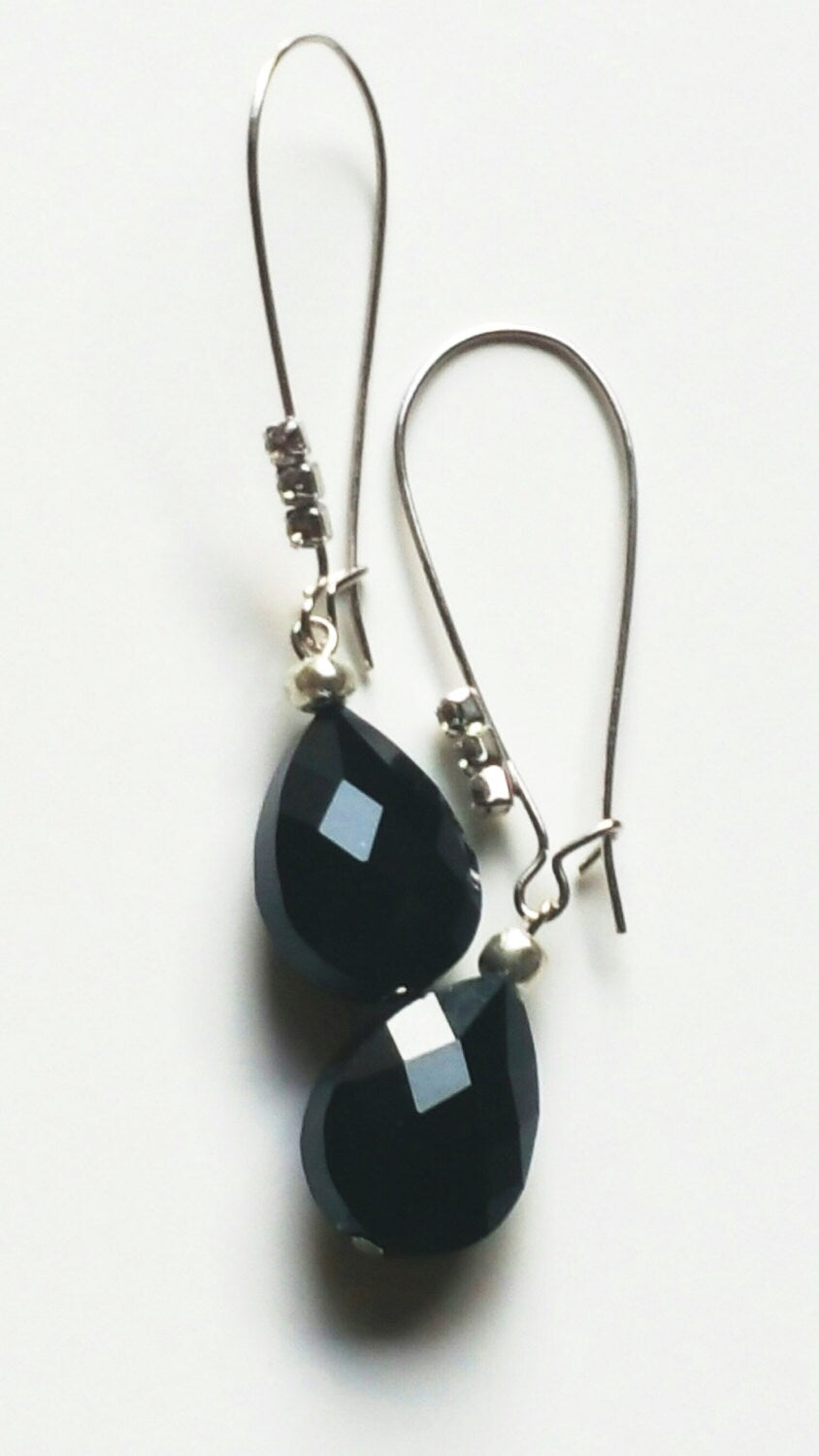 Black Onyx Crystal Tear Drop Earrings