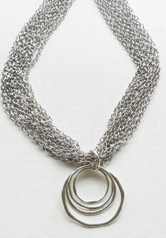 Elegant Multi Chain Circle Necklace